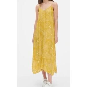 🌼 Gap Yellow Floral Cami Midi Dress – Size Large, Adjustable Straps ✨